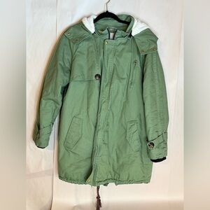 ANORAK military inspired NWOT Olive Green Army fleece lined Anorak size L